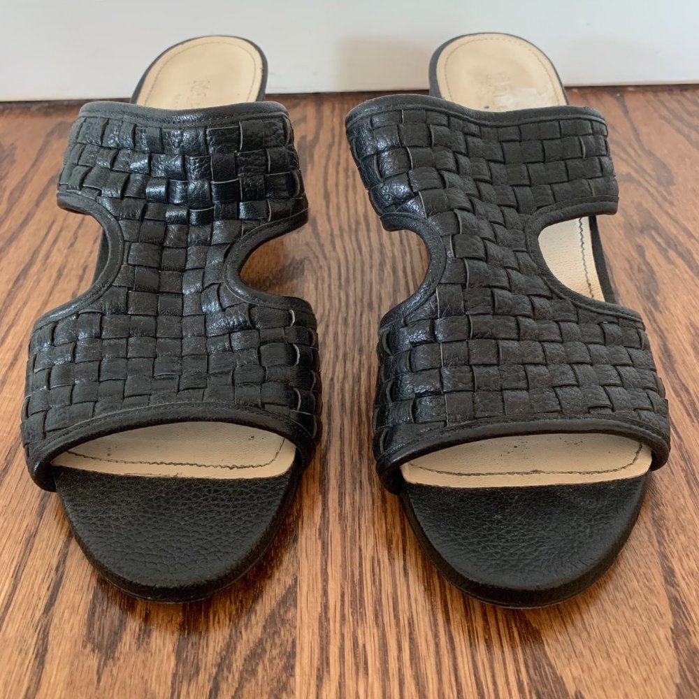 Napoleoni Italian Black Woven Leather Sandals, Sz 39 - Picture 3 of 9